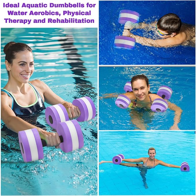 7 Pcs Pool Exercise Set Including 2 Lightweight Aquatic Dumbbells, 2 Swimming Hand Paddles, Pull Buoy, Pool Mesh Bag Swim Belt Sport Equipment for Water Aerobics Exercise - Image 5