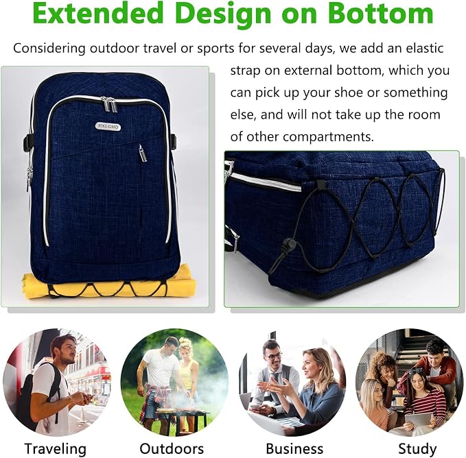 Personal Item Travel Carry On Luggage Backpack for Women Men Flight Approved Casual Weekender Laptop Bag for College Business Outdoors Hiking Water Resistant Lightweight Daypack with USB Charging Port - Image 7