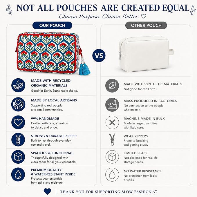 Huar Travel Makeup Bag- Large Capacity Cosmetic Bags for Women - Water Resistance Lining Portable Pouch & Open Toiletry Bag - Perfect Girls Makeup Organizer for Travel Essentials (White & Red Floral) - Image 4
