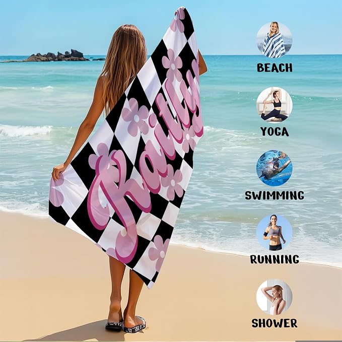 JML Personalized Beach Towel with Name, Custom Flower Beach Towel, Customized Microfiber Pool Towel, Quick Dry & Absorbent Swim Towel for Adult,Mother's Day, Birthday, Summer Holiday,Vacation - Image 6