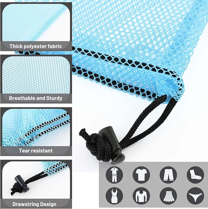 Berlune 18 Pcs 24" x 36" Large Mesh Laundry Bags Colorful Extra Large Laundry Bag Bulk with Drawstring Heavy Duty Mesh Machine Washable Drawstring Pouch - Image 3