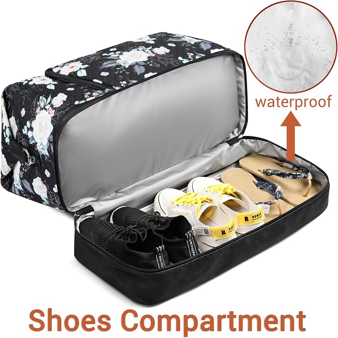 Travel Weekender Bag for Women, 21" Overnight Bag with Shoe Compartment 50L Large Travel Duffel Bag Carry On Tote for Weekend, Overnight, Business Trips, Water Resistant - Image 3