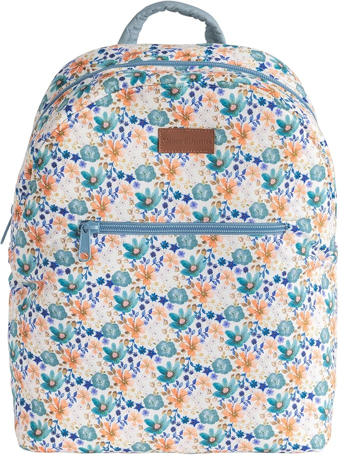 Maison d' Hermine Backpack for Women Men Cotton Shoulder Multipurpose Rucksack with Small Pouch Lightweight Multi Pocket Bag for Travel Work Beach Perfect for Spring Summer (Aniq) by MaisondHermine