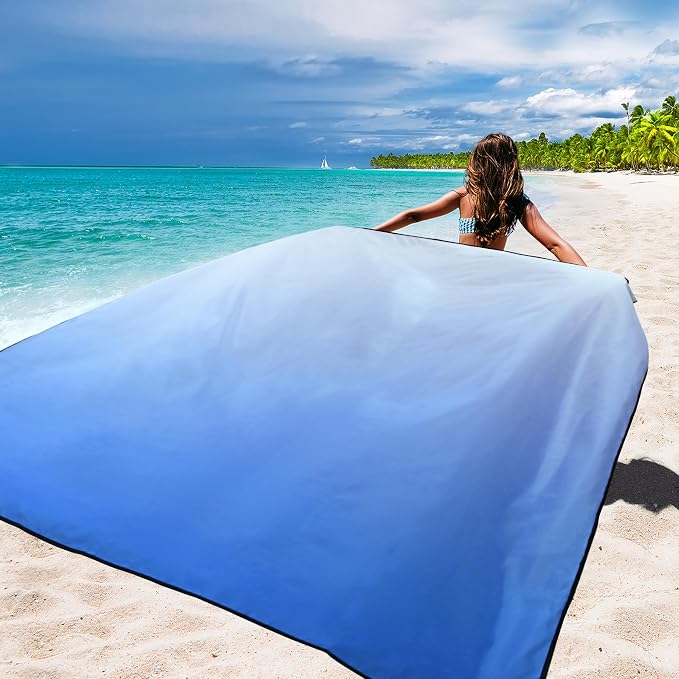 WIWIGO Beach Blanket Waterproof Sandproof Beach Mat 79" X 83"/10'x9'for 2-8 Adults Quick Drying Outdoor Picnic Mat Beach Accessories for Travel, Camping, Hiking - Image 4