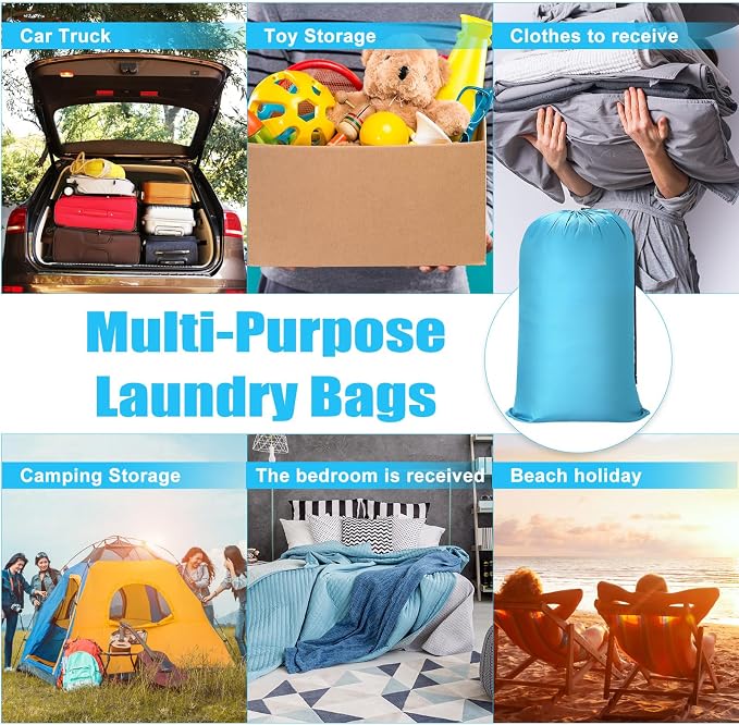 Sanwuta 40 Pcs 38" x 24" Large Laundry Bags Bulk Travel Laundry Bags with Drawstring Closure Lock Washable Heavy Duty for Dirty Clothe Camping College Dorm Apartment (Black,Gray,Sky Blue,Pink) - Image 7