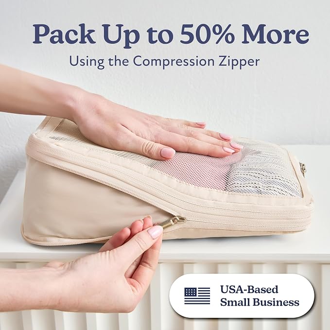 Vandel Space-Saving Compression Packing Cubes for Women with Hanging Toiletry Bag, Laundry Bag, Compressible Carry On Suit Case Organizer Luggage Packing Cubes for Travel Compression Organizer Bags - Image 2