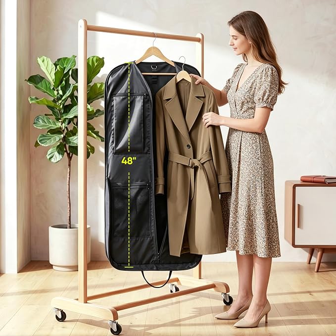 BALEINE Travel Garment Bag, Travel Suit Bag for Men, Water Resistant Carry on Garment Bag for Hanging Clothes, Garment Duffel Bag for Travel Business (Grey, 48") - Image 8