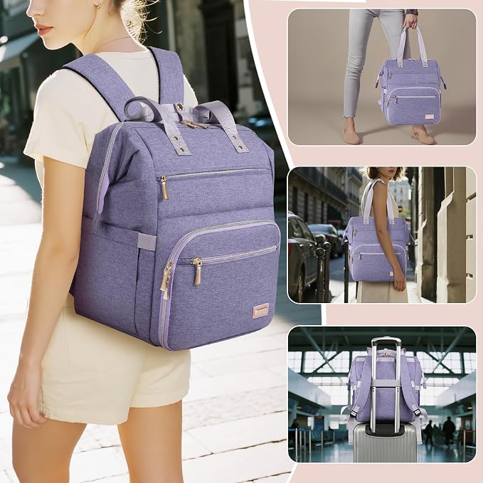 Nail Polish Organizer Case Backpack Holds 70 Bottles (15ml/0.5fl.oz) & Nail Lamp, 2 Layers Detachable Nail Kit Storage Case, Large Travel Nail Supplies Shoulder Bag for Manicure Tools (Purple) - Image 6