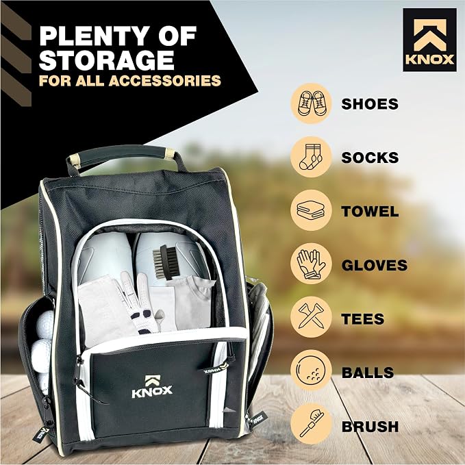 KNOX Golf Shoe Bag with Ventilation & Double Side Pockets for Socks, Tees, Golf Balls, Premium Padded Men Women Sports Travel Shoe Bag for Golf Shoes, Cleat Shoe Storage Organizer, Pickleball Shoe - Image 4