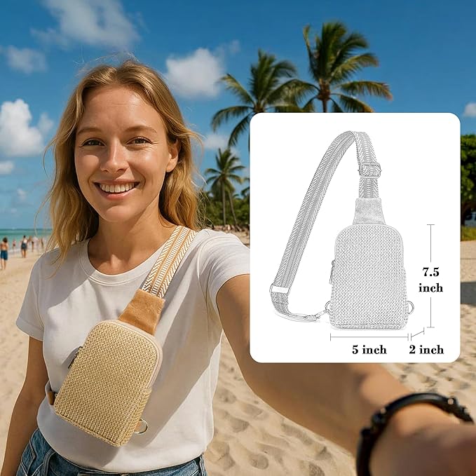 INICAT Straw Crossbody Bags Beach Gifts Small Sling Bag Summer Vacation Essentials Hawaiian Accessories Rattan Purses Women