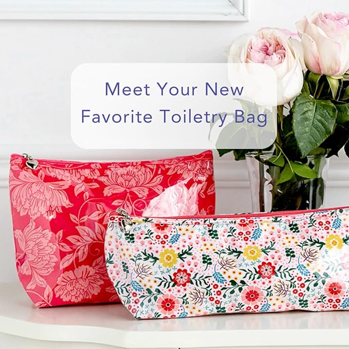 Jacaranda Living Artisan Cosmetic Bag, Handmade in South Africa, Small Waterproof Makeup Pouch with PVC Lining, Premium Travel Cosmetic Bag - Strawberry Vine Print - Image 5