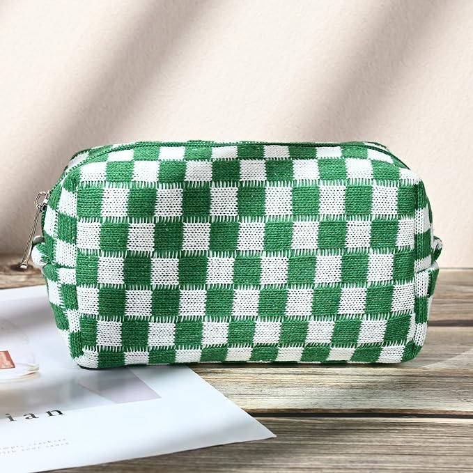 SOIDRAM 2 Pack Checkered Makeup Bag for Women, Cute Makeup Pouch Small Makeup Bag Travel Cosmetic Organizer for Toiletries, Brushes & Skincare - Image 8