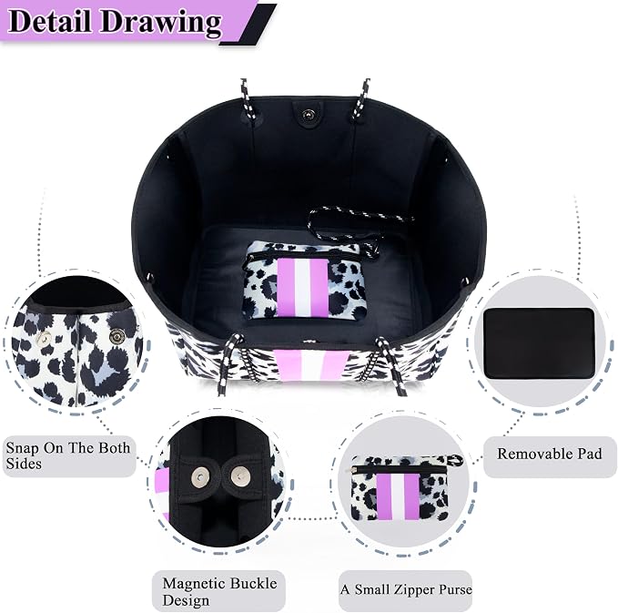 QOGiR Neoprene Multipurpose Beach Bag Tote with Inner Zipper Pocket … … … … - Image 4