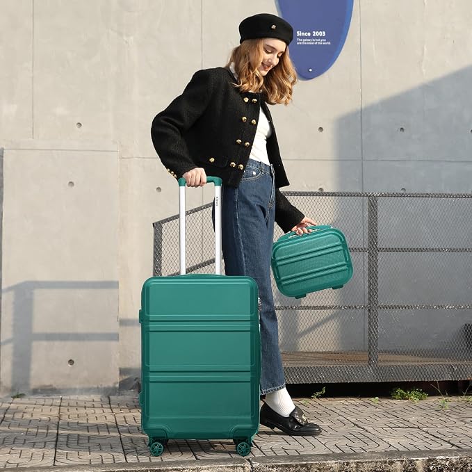 Kono 24 Inch Luggage Suitcase with Spinner Wheels TSA Lock | Lightweight PC+ABS Hardside Medium Checked Luggage Durable Rolling Suitcase Turquoise - Image 9