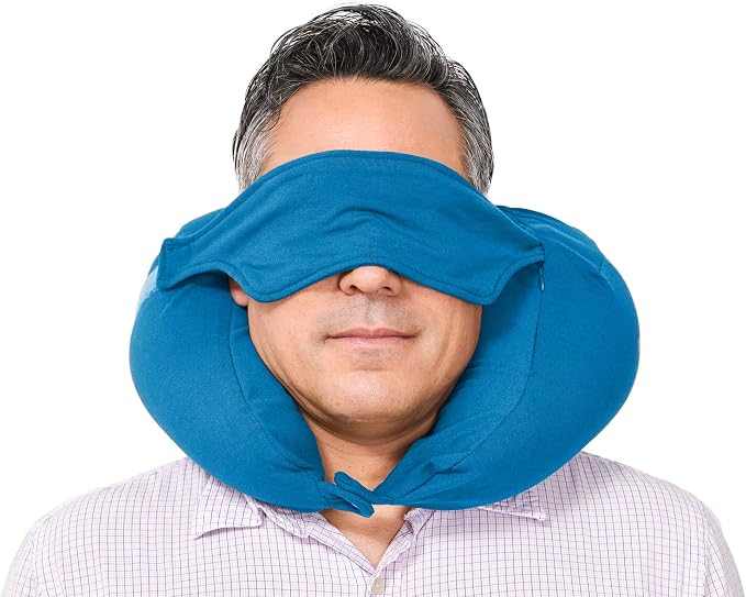 Yogibo Nap X Travel Neck Pillow for Sleeping Airplane, Car, Plane Traveling, Microbead Portable Comfy Head Rest and Neck Support with Attached Eye Mask, Turquoise - Image 6