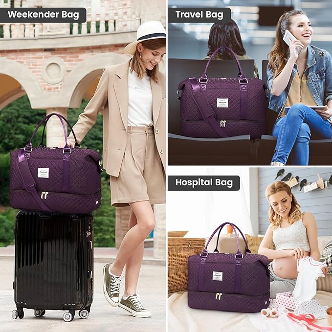LOVEVOOK Travel Duffle Bag,Weekender Bags for Women with Shoe Compartment，Carry on Overnight Bag with Toiletry Bag,Gym Duffel Bag with Wet Pocket, Hospital Bags for Labor and Delivery - Image 6