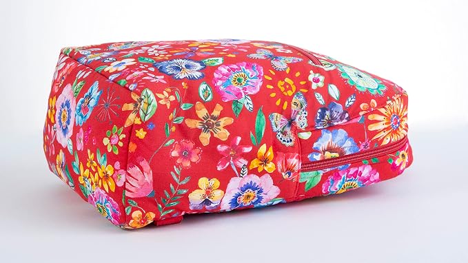 Maison d' Hermine Backpack for Women Men Cotton Shoulder Multipurpose Rucksack with Small Pouch Lightweight Multi Pocket for Travel Work Beach Perfect for Spring Summer (Happy Florals - Red) - Image 9