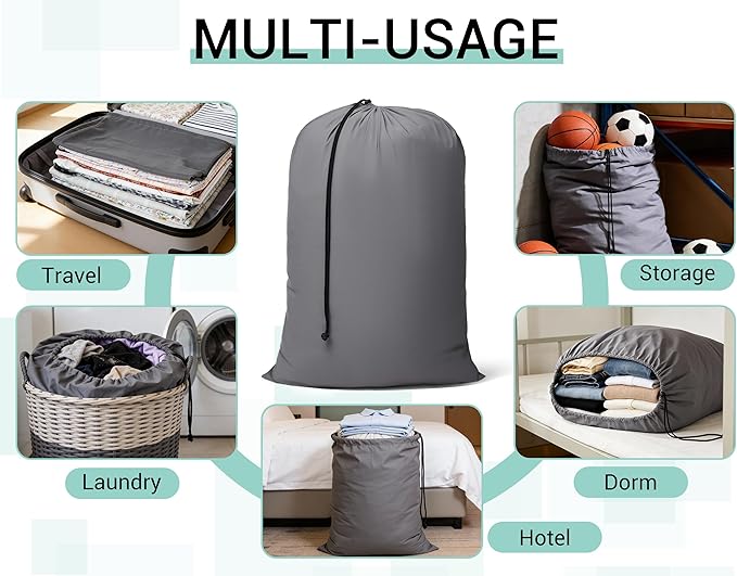 ZPECC Bulk Travel Laundry Bag,Extra Large Heavy Duty Laundry Bags 24 Pack,Washable Dirty Clothes Organizer for Commercial College Dorm Hotel Camping and Home Storage 30x40(Grey) - Image 3