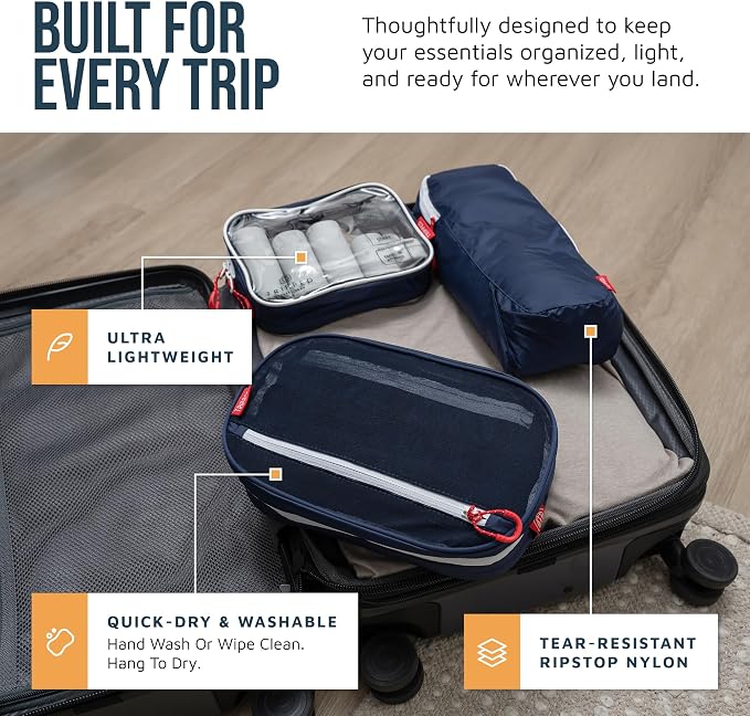 Toiletry Bag Kit 3 Piece Set: Hanging Travel Toiletry Bag + 311 TSA Cosmetic Liquid Bag + Accessory Organizer Pouch - Image 2