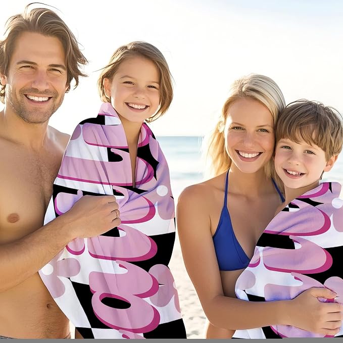 JML Personalized Beach Towel with Name, Custom Flower Beach Towel, Customized Microfiber Pool Towel, Quick Dry & Absorbent Swim Towel for Adult,Mother's Day, Birthday, Summer Holiday,Vacation - Image 4
