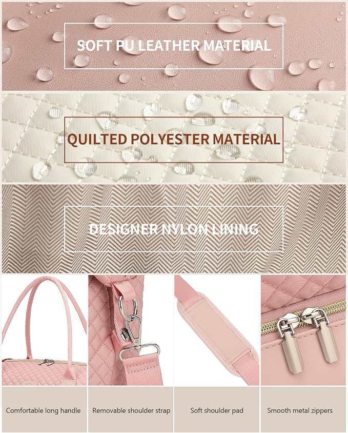 Weekender Bags for Women Travel, Under Seat Carry On Bags for Airplanes Overnight Bag with Shoe Compartment Luggage Sleeve, Foldie Travel Tote Bag Hospital Bag, Travel Gifts, Pink - Image 6