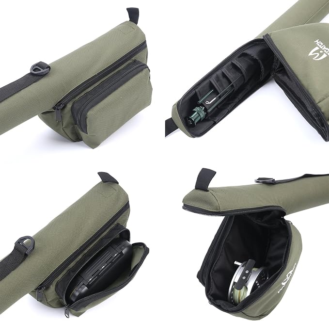 M MAXIMUMCATCH Maxcatch Fly Fishing Rod Case with Reel Pouch, Complete Protection Bag for 9FT 2/4 Piece Rods (Green, For 7.5' 4sec Fly Rod Length: 25.9'') - Image 2
