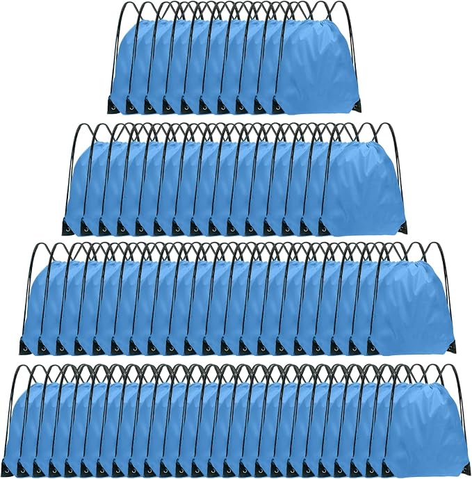 Grneric Drawstring Backpack Bulk 70Pcs String Backpack Drawstring Bags Cinch Bag Sackpack for Men Women Gym(Sky Blue) by Grneric