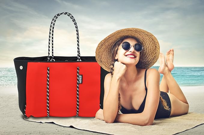QOGiR Neoprene Multipurpose Beach Bag Tote with Inner Zipper Pocket … … … … - Image 2