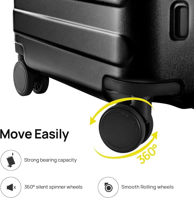 NINETYGO Medium Checked Luggage 26 Inch, Checking In Luggage with Smooth Spinner Wheels, Lightweight, Hard Shell PC Suitcase, Lightweight Travel Luggage, TSA Approved (Black, Rhine Basic) - Image 8