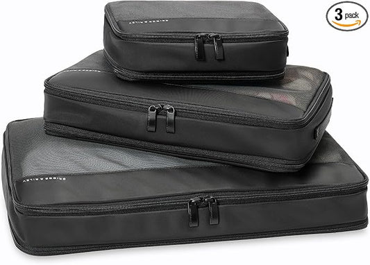 Briggs & Riley Compression Packing Cube Set for Women & Men - Bag Organizer for Checked Suitcase & Luggage, Pack Accessories for Vacation - 3-Piece, Black by Unknown