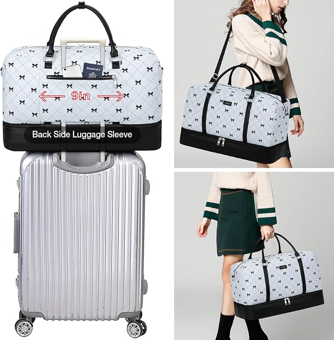 IBFUN Weekender Bags for Women, 21" Weekender Travel Bag, Travel Duffle Bag with Shoe Compartment Carry on Overnight Duffel Bag for Weekend Travel Business Trip, 3PCS - Image 6