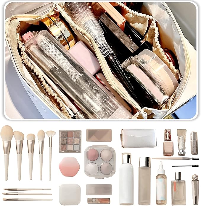 CORIOS Toiletry Bag For Women Portable Make Up Bag Waterproof Wash Bag PU Leather Cosmetic Bag Bathroom Shower Bag Multifunctional Travel Organizer For Shampoo, Cosmetics, Toiletries Pink - Image 5