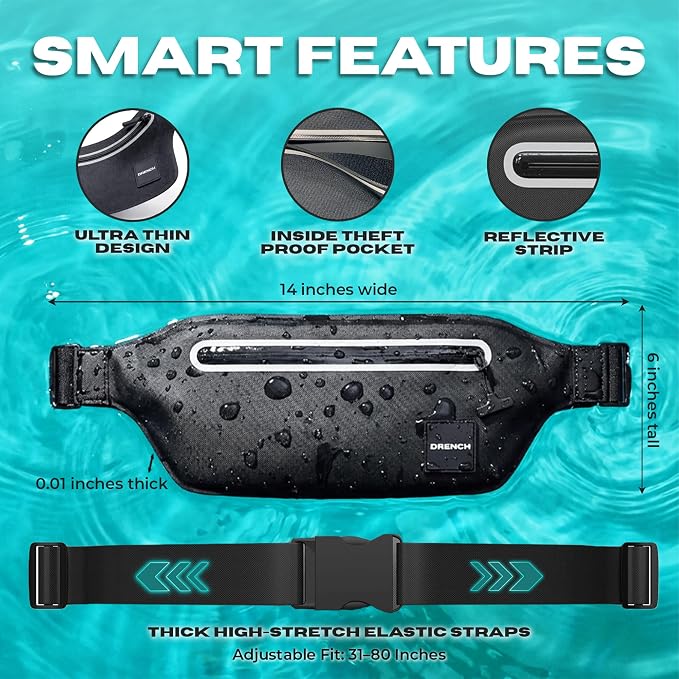 Drench 2-Pack 100% Waterproof Fanny Pack – IPX8 Submersible Dry Bag Waist Pouch & Waterproof Phone Case for Swimming, Boating, Kayaking, SUP & Snorkeling – Underwater Floating Belt Bag Set, Black - Image 7