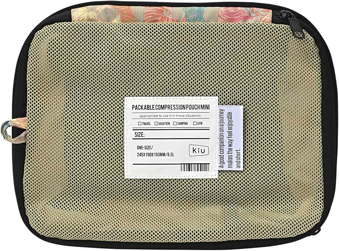 KIU K466-360 Packable Compression Pouch, Mini Packable Compression Pouch Mini Travel Pouch, Travel, Storage, Lightweight, Clothing, Underwear, Gusset, Compression Zipper, Compact, Unisex, Unisex, by Unknown