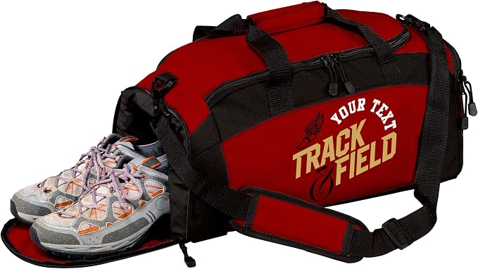 Custom Track Bag Personalized – Track and Field Duffel Bag with Name – Track Team Gear Bag for Athletes, Running Spike Shoe Compartment, Boys Girls Practice & Meet Sports Bag by all+about+me+company