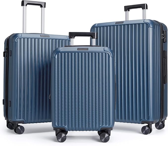 LIGHT FLIGHT 3 Piece Luggage Sets With Spinner Wheels Hardshell TSA Lock | Durability, Spinner Wheels, Hardside Lightweight, TSA Lock, Durable, PC+ABS, Mobility, by LIGHTFLIGHT