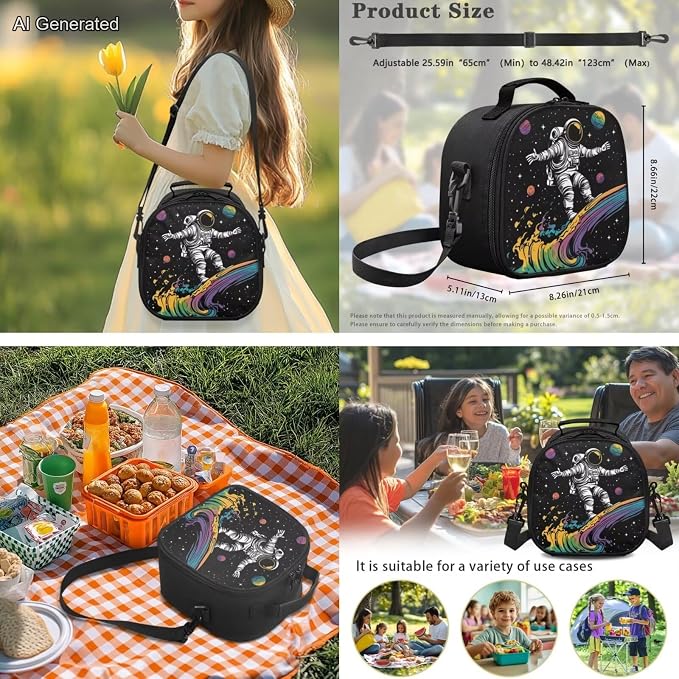 Galaxy Astronaut Bookbag for Boys Cute Animal School Bag for Kids 6-10 School Backpack Set and Lunch Box for Kids 4 Pieces School Bookbag for Primary Kindergarten School Toddler Kids Travel - Image 4
