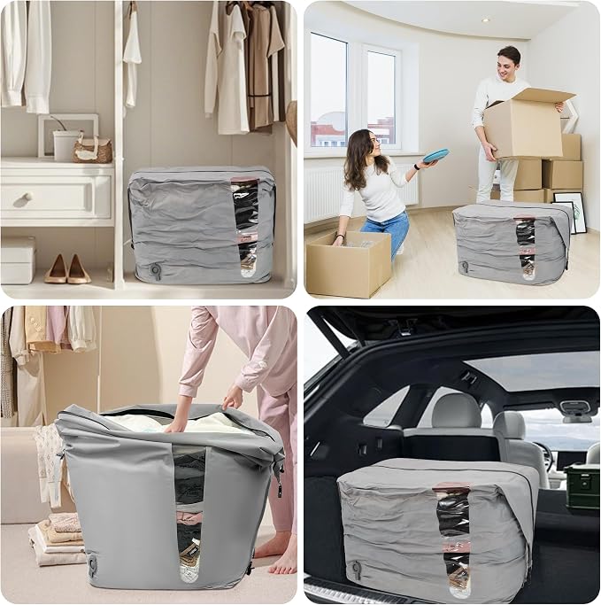2 Pack Reusable Vacuum Compression Space Saver Bag,Waterproof Professional IP67 Zip Vacuum Bags for Packing Organizers,Lightweight Compression Packing Bags for Home Family(No Pump) - Image 7