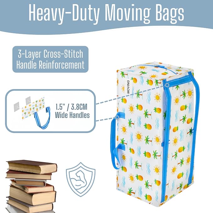 VENO 8 Pack Heavy Duty Moving Bags with Backpack Straps, Zippers & Handles, Extra Large Packing Bags for College Dorm Essentials, Moving Supplies Alternative to Cardboard Moving Boxes - Image 3