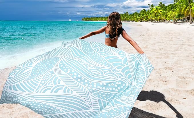 WIWIGO Beach Blanket Waterproof Sandproof Beach Mat 79" X 83"/10'x9'for 2-8 Adults Quick Drying Outdoor Picnic Mat Beach Accessories for Travel, Camping, Hiking - Image 6