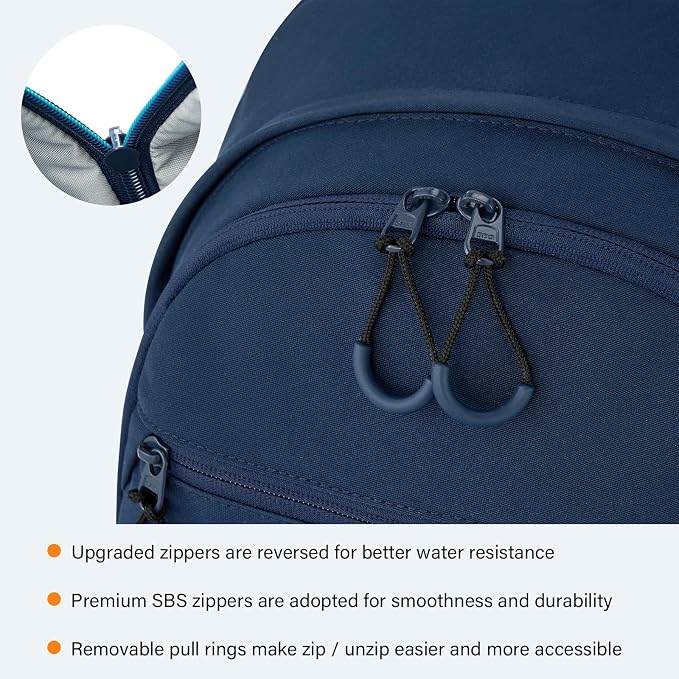 HanTrip Carry On Travel Backpack For Women, 18 Inch Water Resistant Large Backpack Lightweight Bookbag For Men, 8x14x18 Personal Item Bag Casual Daypack Backpacks For Work Office Commuter (Navy Blue) - Image 6