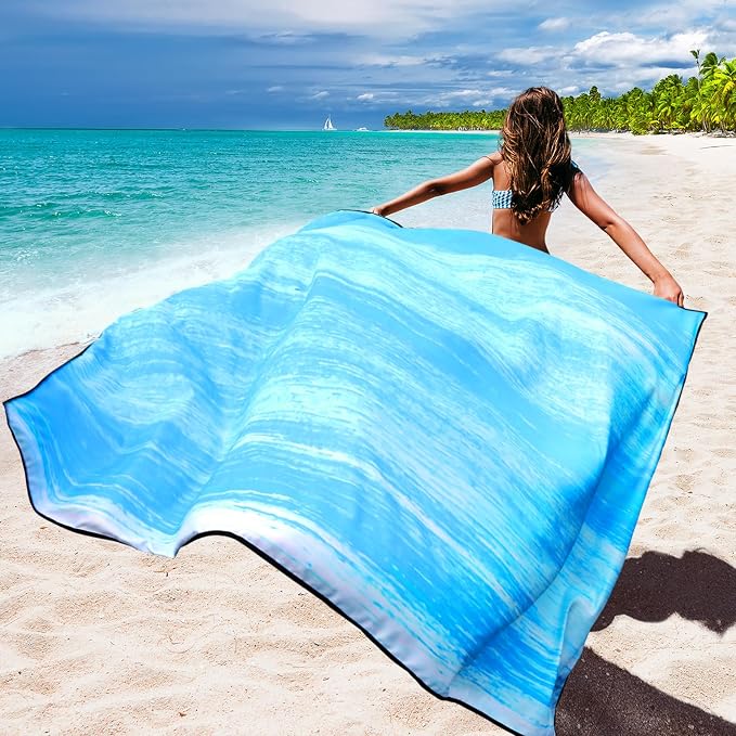 WIWIGO Beach Blanket Waterproof Sandproof Beach Mat 79" X 83"/10'x9'for 2-8 Adults Quick Drying Outdoor Picnic Mat Beach Accessories for Travel, Camping, Hiking - Image 6