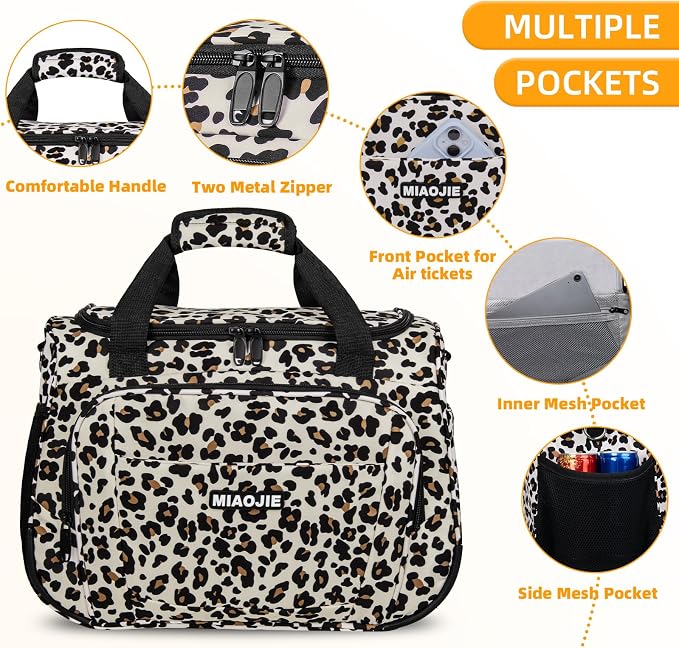 Underseat Carry On Luggage Lightweight Travel Tote Weekender Bag Overnight Duffle Bag for Travel, Travel Essentials Personal Item Travel Bag for Women and Men,Leopard-16Inch - Image 4