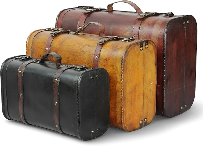 Vintiquewise(TM 3-Colored Vintage Style Luggage Suitcase/Trunk, Set of 3 by Vintiquewise