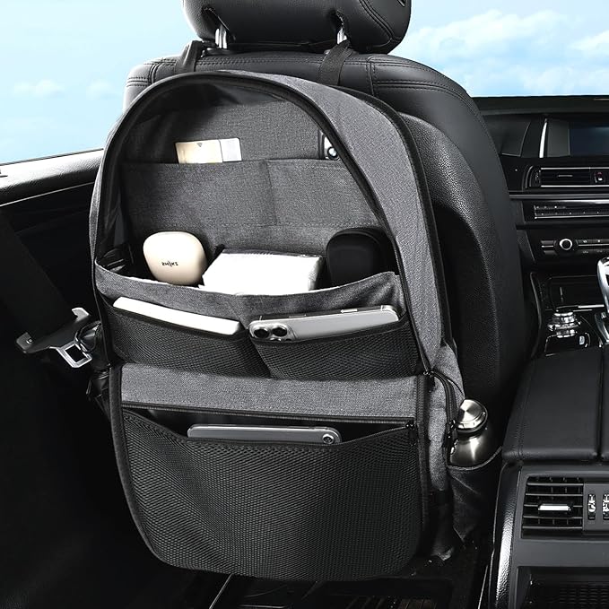 Coverado Backseat Car Organizer, Heavy-Duty Durable Dual-Way Use Car Back Seat Organizer Waterproof with Reinforced Pockets, Zipper Closure Design, Protect Valuables from Spills, Keeps Car Tidy by COVERADOAUTO
