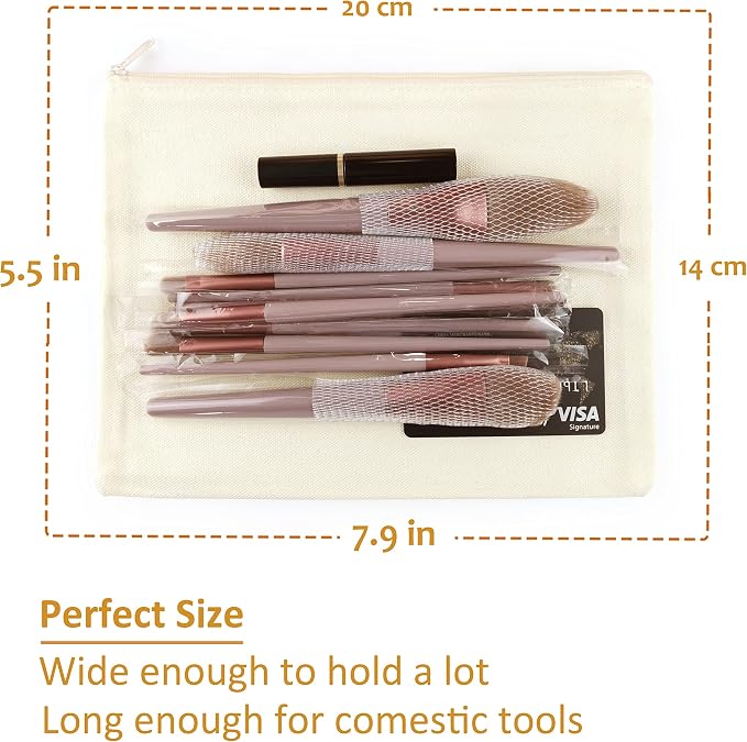 Koolmox Canvas Zipper Pouch - 9x7, 20 Pack with Zipper, Cotton Canvas for Embroidery, Tie Dye, Marker and Circuit Projects, Beige Travel Bags - Image 2