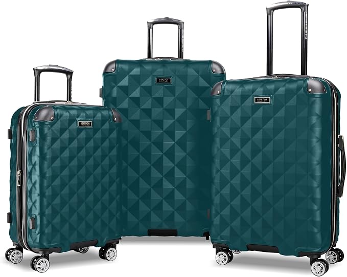 Kenneth Cole REACTION Diamond Tower Collection Lightweight Hardside Expandable 8-Wheel Spinner Travel Luggage, Deep Teal, 3-Piece Set (20", 24", & 28") by KennethCole