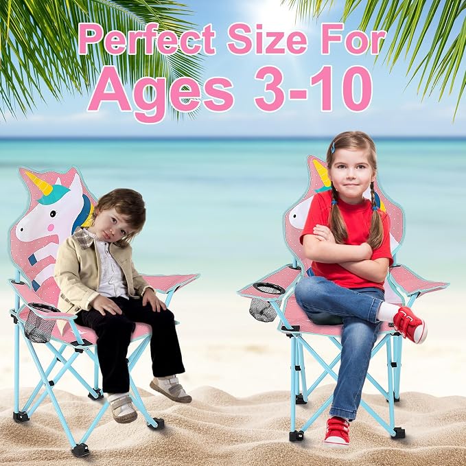 KABOER Kids Outdoor Folding Camping Chair with Cup Holder Carrying Bag | Portable Camping Chair for Beach Picnic Camping Travel Lawn Ages 3-10 - Image 8