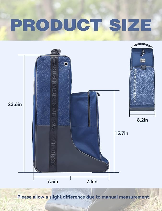 Harrison Howard Tall Boot Bag Equestrian Boot Travel Bag for Storing Helmet, Horse Whip Accessories Boot Storage Bag Navy - Image 8