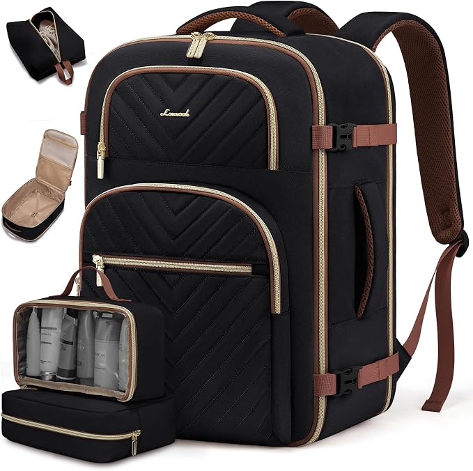 LOVEVOOK Travel Backpack Carry on Flight Approved 40L,Waterproof TSA Travel Essentials Personal Item Backpack for Women Men,Large Carry on Luggage Suitcase Travel Bag for Airplane with 3 Packing Cubes by LOVEVOOK